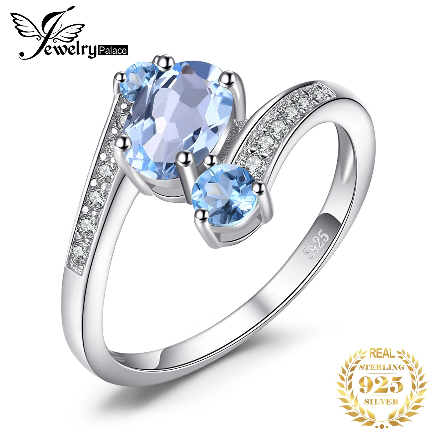 JewelryPalace 2.48ct Природный Голубой топаз Драгоценное кольцо чистого массива натуральной 925 пробы серебро Винтаж подарок для Для женщин ювелирные изделия