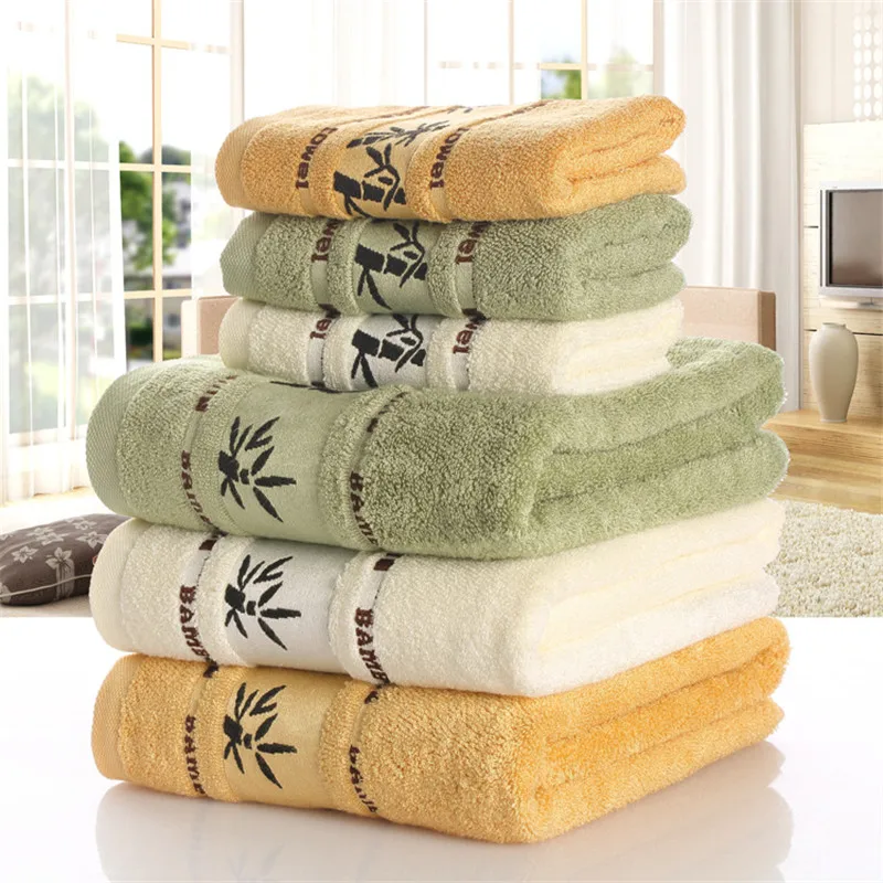 

Super Absorbent Bamboo Hand Bath Towel Set Large Bath Towel for Adults Small Face Washcloth Embroidered Home Bathroom Towels Set