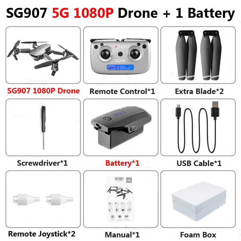 SG907 SG901 5G gps складной Профессиональный Дрон с двойной камерой 1080P 4K WiFi FPV широкоугольный Радиоуправляемый квадрокоптер Вертолет игрушка E502S - Цвет: SG907 1080P 1B F