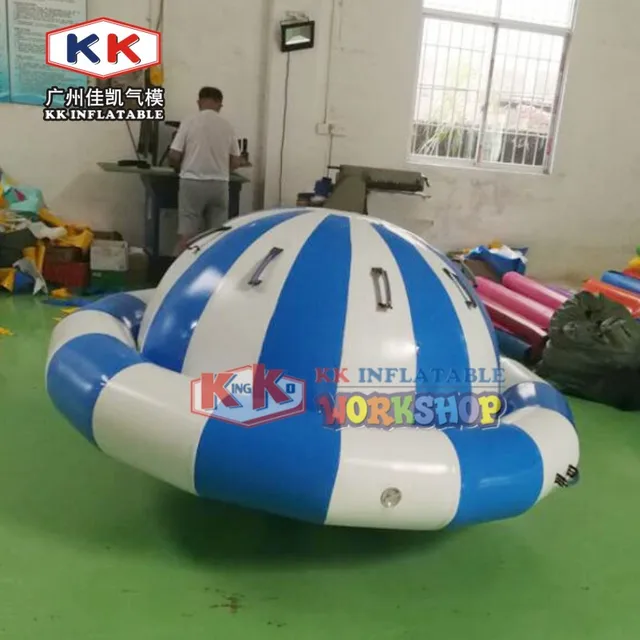 Blue &White Inflatable Floating Spinner / Inflatable Saturn Water Fun Games Used In Lake Or Pool 2
