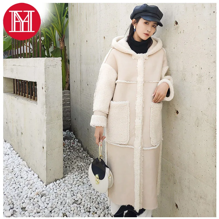 New arrive lady luxury Merino sheep fur jacket winter fashion real sheep fur coat double faced pocket long style elegant