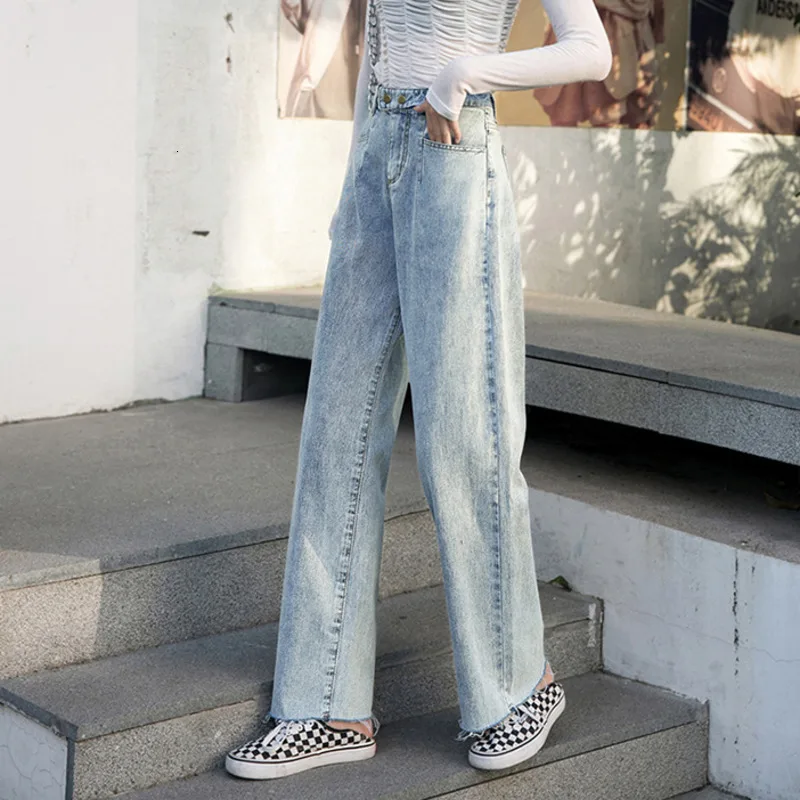 wide leg light blue jeans