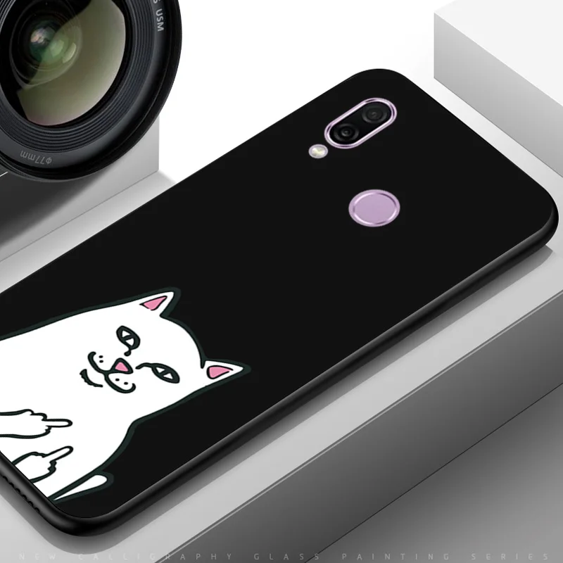 TPUBLK508 Роскошный черный чехол ТПУ для huawei Honor 8X 8A 8C 8S 6C Pro милый кот матовая крышка корпуса Honor 7A Pro фотоаппаратов моментальной печати 7S 7X 7C чехол-бампер HonorPlay - Цвет: TPUBLK508