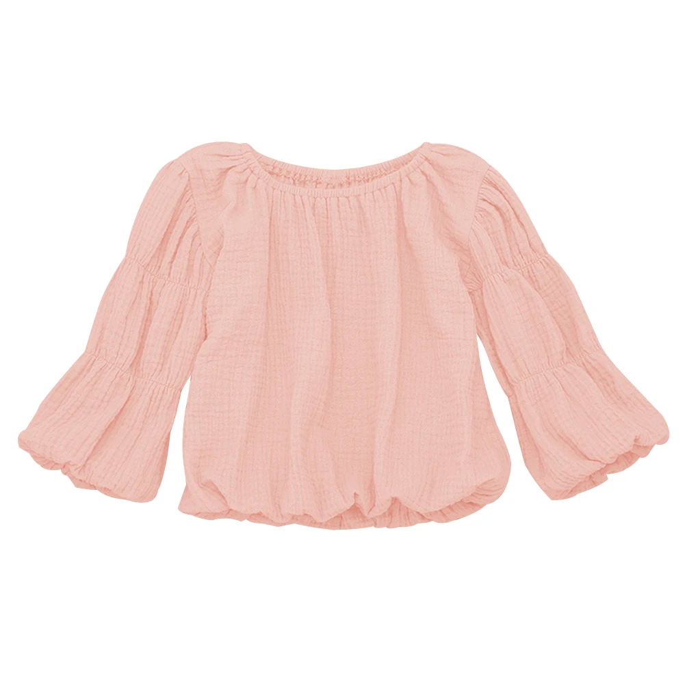 Cute Toddler Kids Girls Long Sleeve Blouses Solid Color Cass Tops 2019 Autumn Fashion Pullover Blouse 1-6T | Детская одежда и
