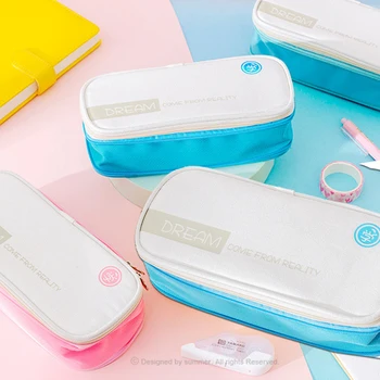 

Accessories School Office Travel Storage Bag Large Capacity Makeup Pouch Simple With Zipper Pen Holder Double Layer Pencil Case