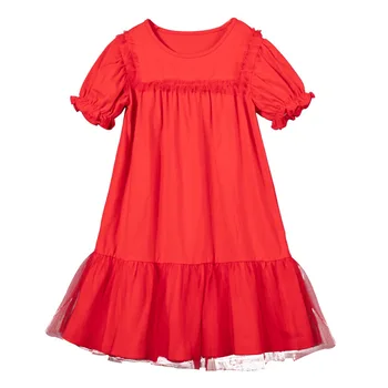 

Summer Girls Princess Dress Kids Mesh Patchwork Dresses Children Cute Red Party Frocks Big Girl Summer Red Vestidos 4 6 8 10 12