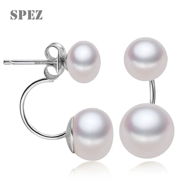 Женские жемчужные серьги гвоздики AAAA Двухсторонние из натурального