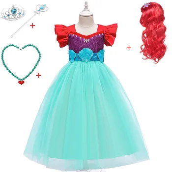 

Girls Little Mermaid Ariel Princess Dress Halloween Cosplay Costumes For Kids Summer Girl Dresses for Birthday Party Mermaid