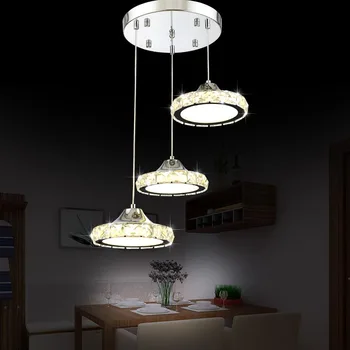 

Modern LED Round Crystal Pendant Light Restaurant Lighting Living Dining Room Bar Counter Hanging Lamp Fixtures LED Droplight