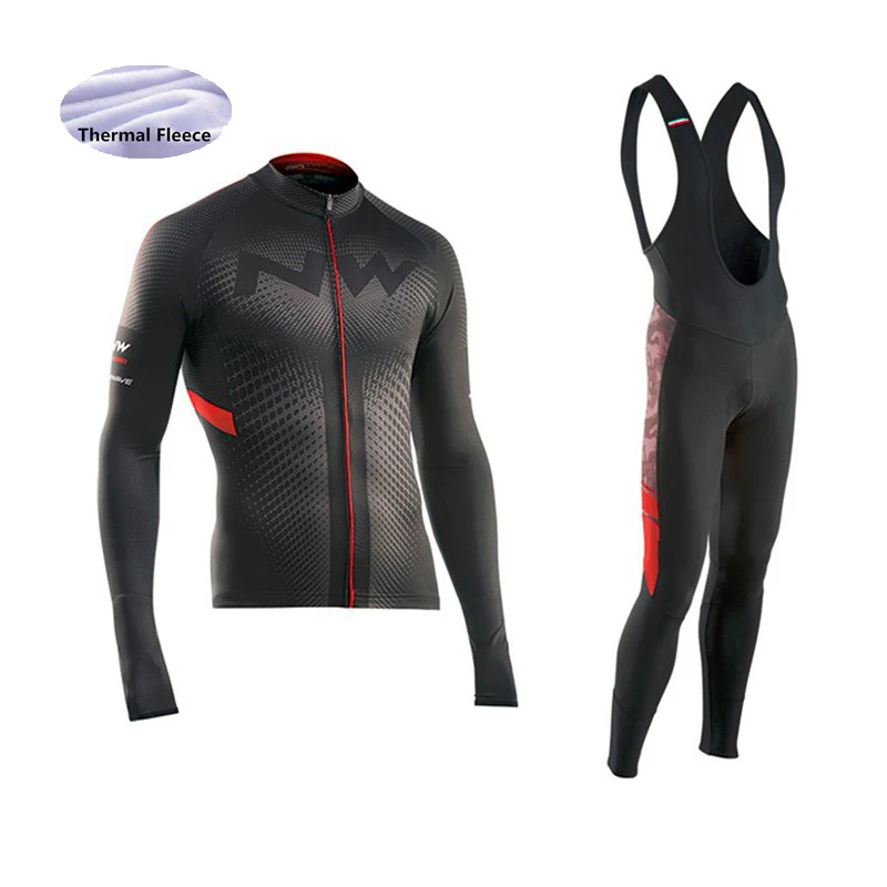 Cycling suit Новинка, NW Pro Team, Зимняя Теплая Флисовая велосипедная одежда, мужская Трикотажная одежда, костюм для езды на велосипеде, MTB, одежда, теплый комбинезон, комплект - Цвет: Cycling suit