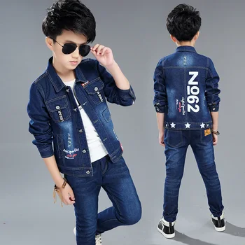 

2020 new children's clothing big boy spring and autumn cowboy suit casual kids letter boy clothes two-piece sets