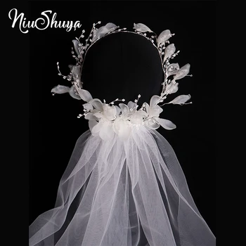 

NiuShuya Fairy Floral Women Wedding Veil Hair Accessories Bridal Flower Wreath Party Flower Hairband Hair Accessories