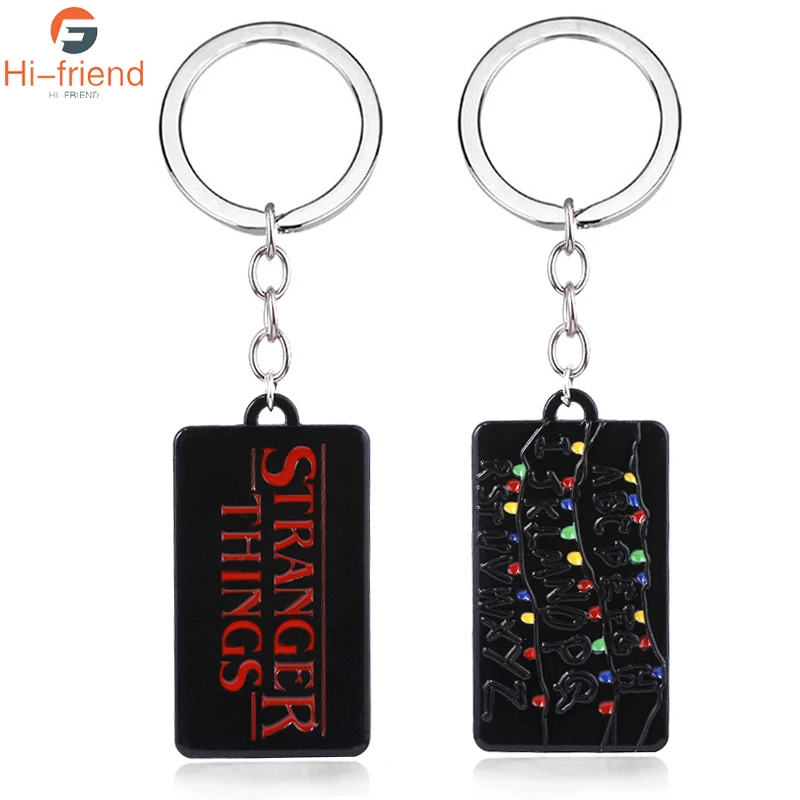 

Movie Stranger Things Keychains lamp Bulb Letter RUN Metal Keyring Men Car Women Bag High Quality Accessories