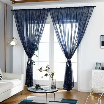 

Modern Living Room Shade Tulle Window Curtain Metallic Trellis Drape Panel Sheer Home Decor Curtain for Bedroom Office Room
