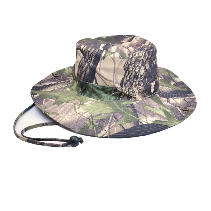 Spring Summer Sun Protection Bonnie Hat Bionic Camouflage Hunting Fishing Cap Breathable Outdoor Casual Drawstring Hat