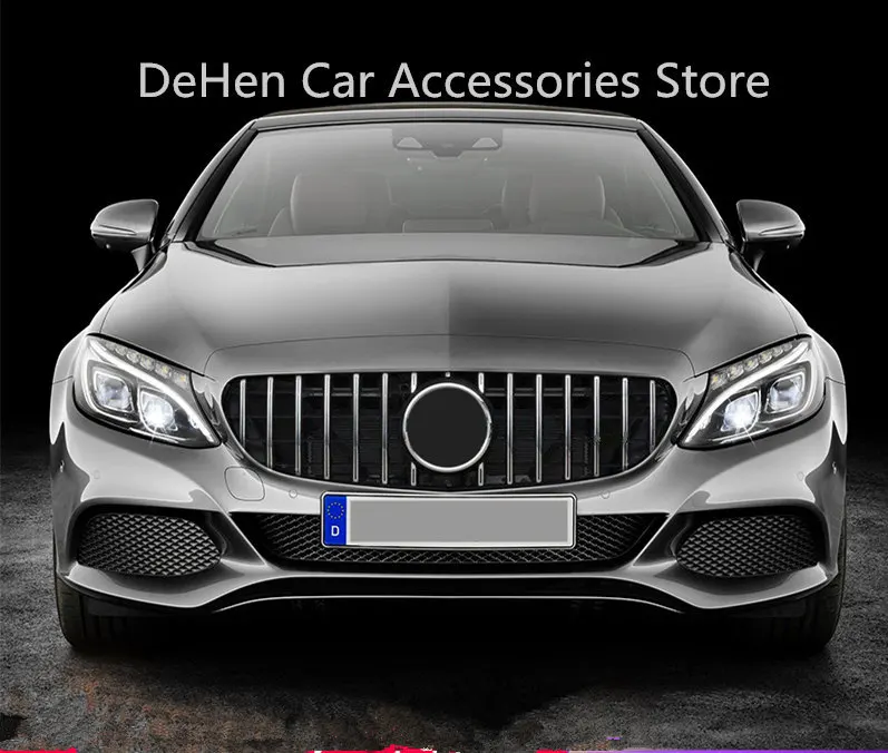 Решетка решетки переднего бампера GTR стиль для Benz C Class(+) W205 C180 C200 C300 без логотипа центра стайлинга автомобилей