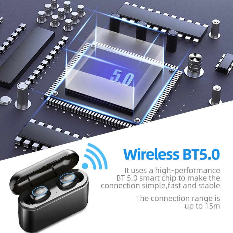 VTIN, беспроводные Bluetooth наушники, Bluetooth 5,0, со светодиодный светильник, бинауральные звонки, наушники с сенсорным управлением, 1500 мА/ч/26, емкость oomAh