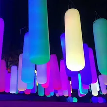 Многоцветные надувные вечерние подвесные колонны с цилиндрическим светодиодным освещением