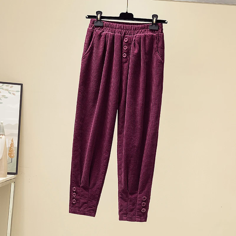 Осенне-зимние вельветовые брюки Pantalon Femme Повседневные свободные штаны-шаровары с высокой талией однотонные брюки женская одежда размера плюс