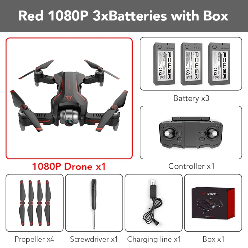 Red 1080p 3B withBox FUNSKY S20 wifi FPV с 4 K/1080 P HD камерой 18 минут время полета Интеллектуальный складной Радиоуправляемый Дрон Квадрокоптер - Цвет: Red 1080p 3B withBox