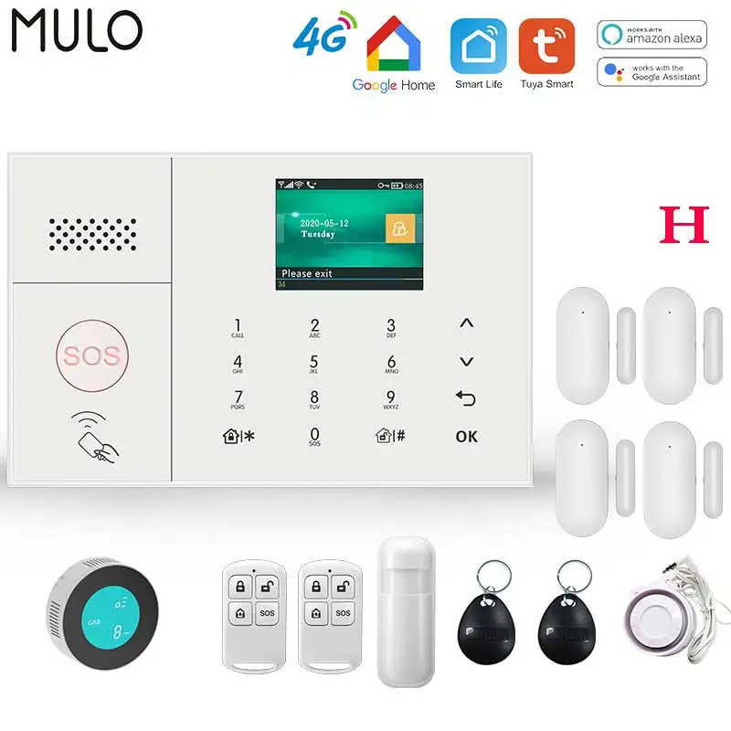 wireless security keypad MULO 4G 3G Security Alarm Systems for Home with Smart Motion Detector and Door Sensor PG108 security alarm keypad Alarms & Sensors