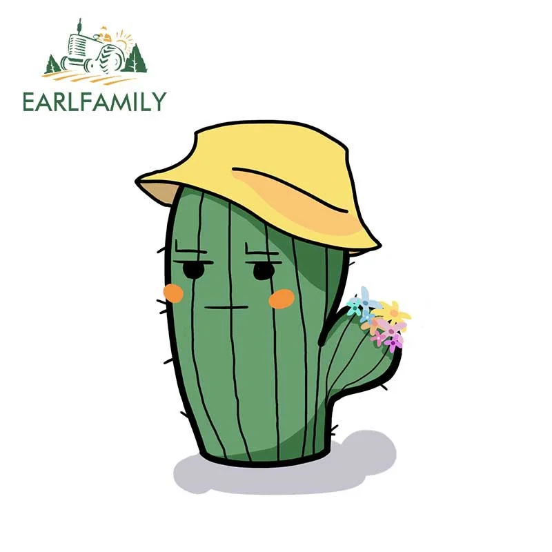 

EARLFAMILY 13cm x 10.5.cm Sad Cactus Graphics Car Stickers and Decals Motorcycle JDM Vinyl Car Wrap Waterproof Cute Sticker