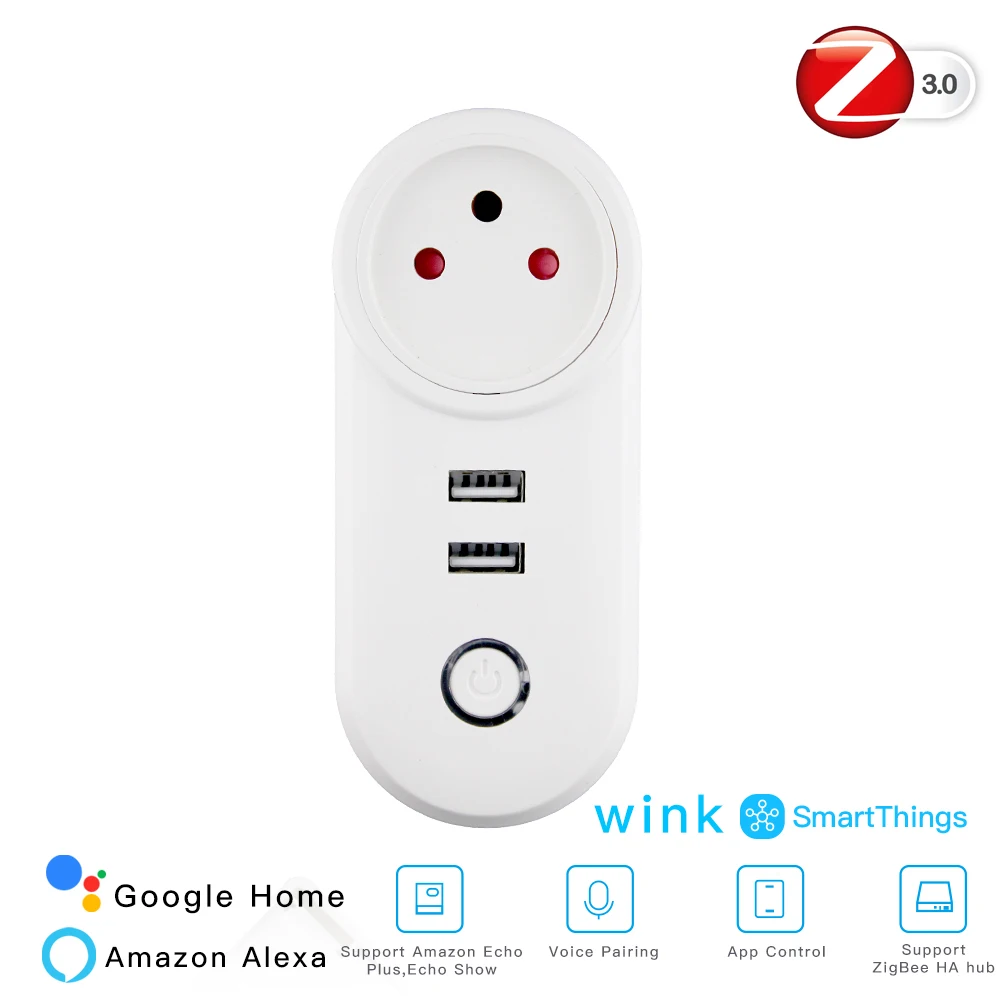 IL ZigBee 3.0 Socket Интеллектуальная розетка ZigBee 3,0 с 2 usb-интерфейсом, дистанционное управление голосовым управлением, работает с SmartThings Wink Echo Plus и большинством Zigbee Hub - Цвет: IL ZigBee 3.0 Socket