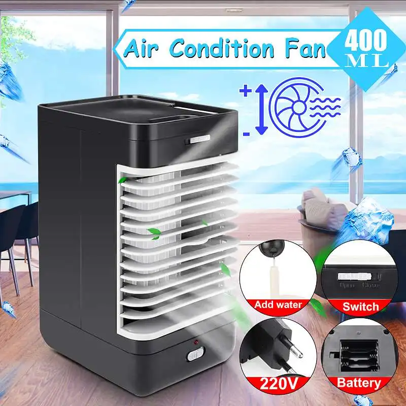 AC220V Mini Portable Air Conditioner Humidifier Purifier Desktop Cooling Fan Air Cooler Black Fan for Camping Outdoor Activities
