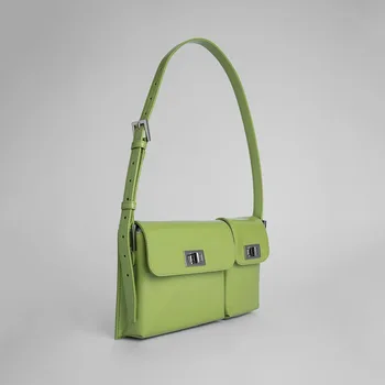 

Women's Pu Leather Solid Color Luxury Portable Crossbody Bag Lady and Girls Ins Noble Small Bag Shoulder Bag 2020 Avocado Bag