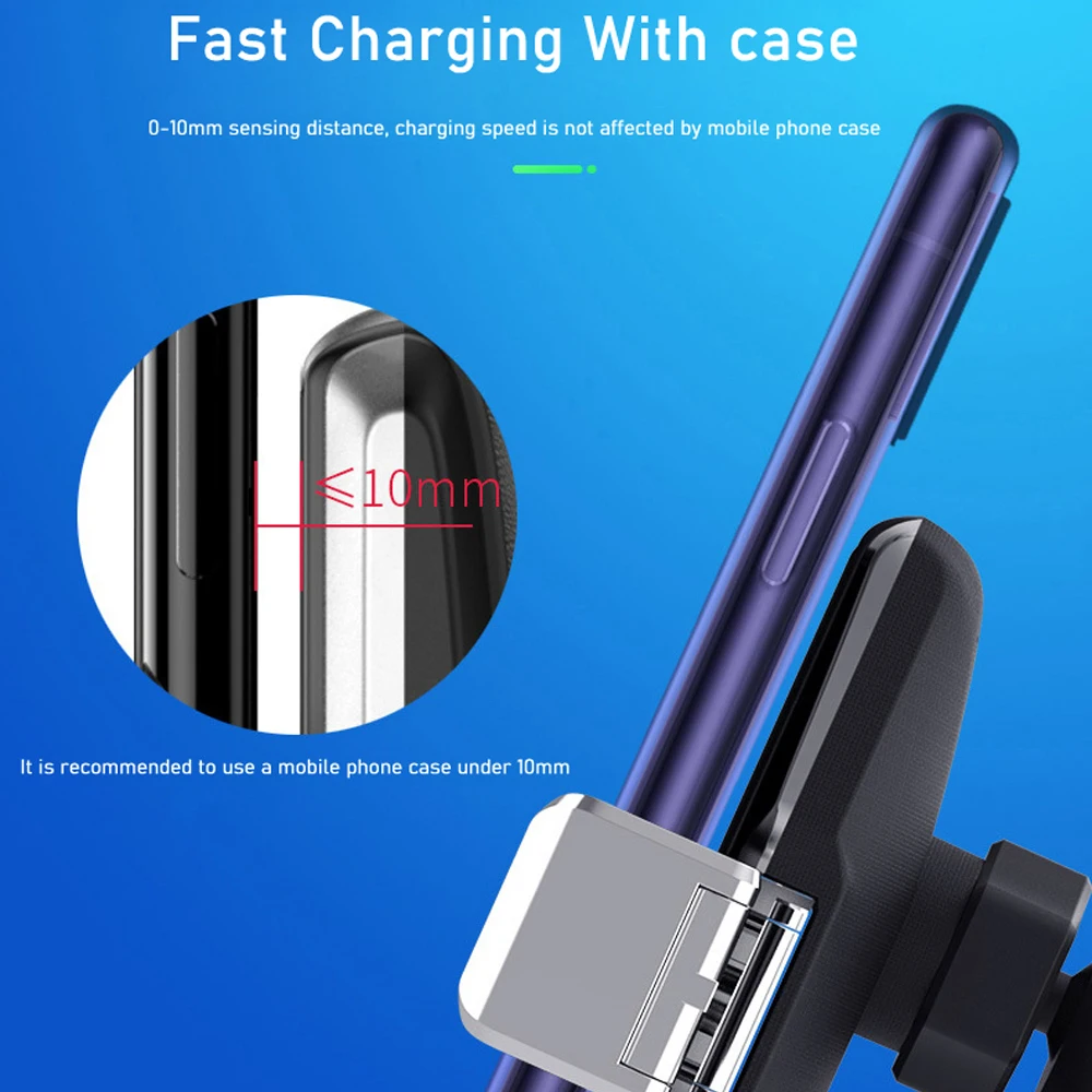 Автоматическое зажимное автомобильное беспроводное зарядное устройство Qi для