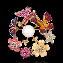 Первоклассная брошь из сплава, корсаж класса А, кристалл, масляная капля, жемчуг, Бабочка, ручная работа, настраиваемая брошь для пальто, одежда B