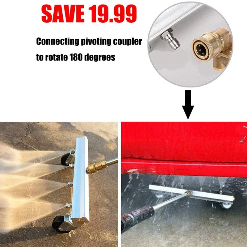 Undercarriage Cleaner for Pressure Washer- 16 Inch Water Broom, 2 in 1 Power Washer Wand with 180 Degree Quick Connecting Pivot