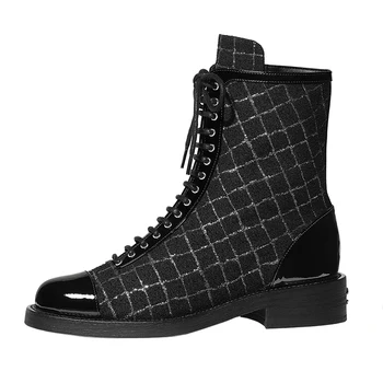 

2020 NEW ankle boots women winter boots women flat shoes High-quality luxury brand black and white size 35-40