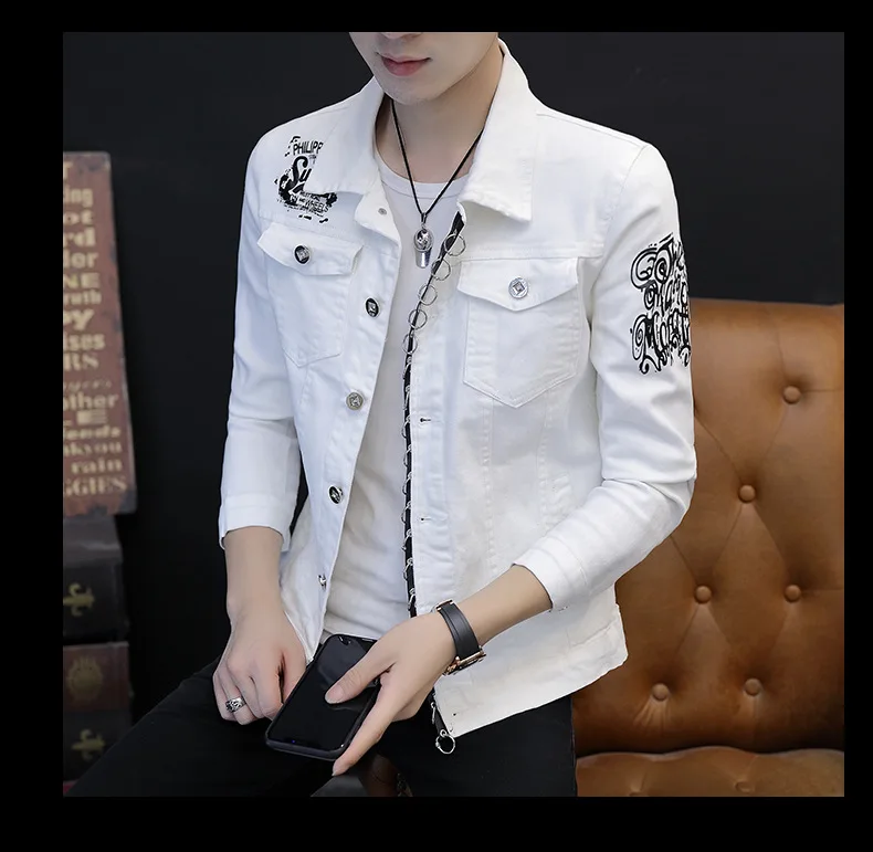 Jeans Coat Men's Spring And Autumn New Style Denim Jacket Male STUDENT'S Korean-style Slim Fit Handsome Teenager with Holes Gown