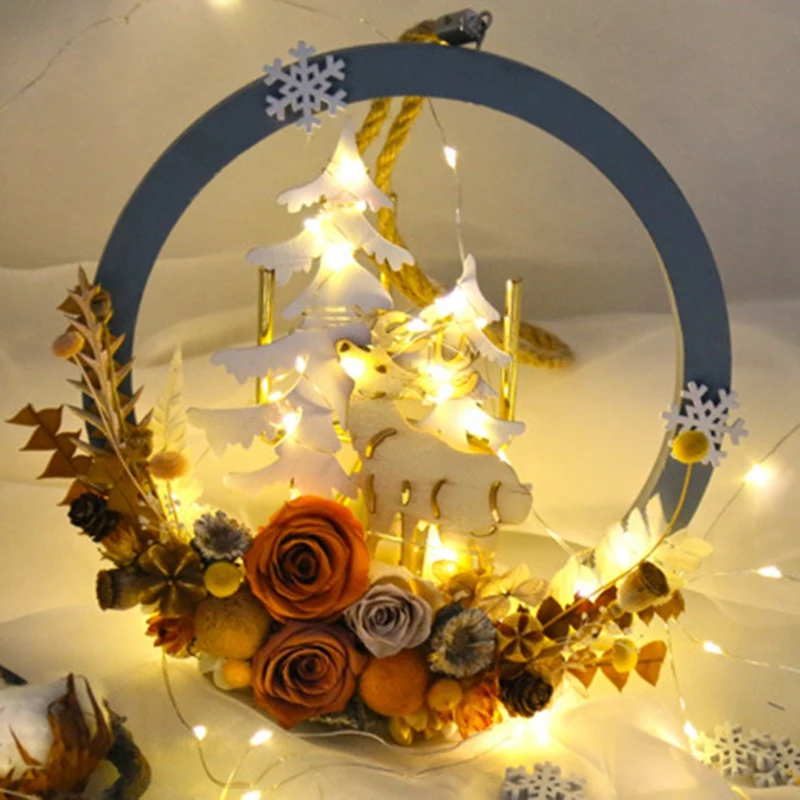 Christmas Gift Eternal Flower Garland Home Decoration Wreath Pendant a Deer Have You Rose To Send a Girlfriend Gift