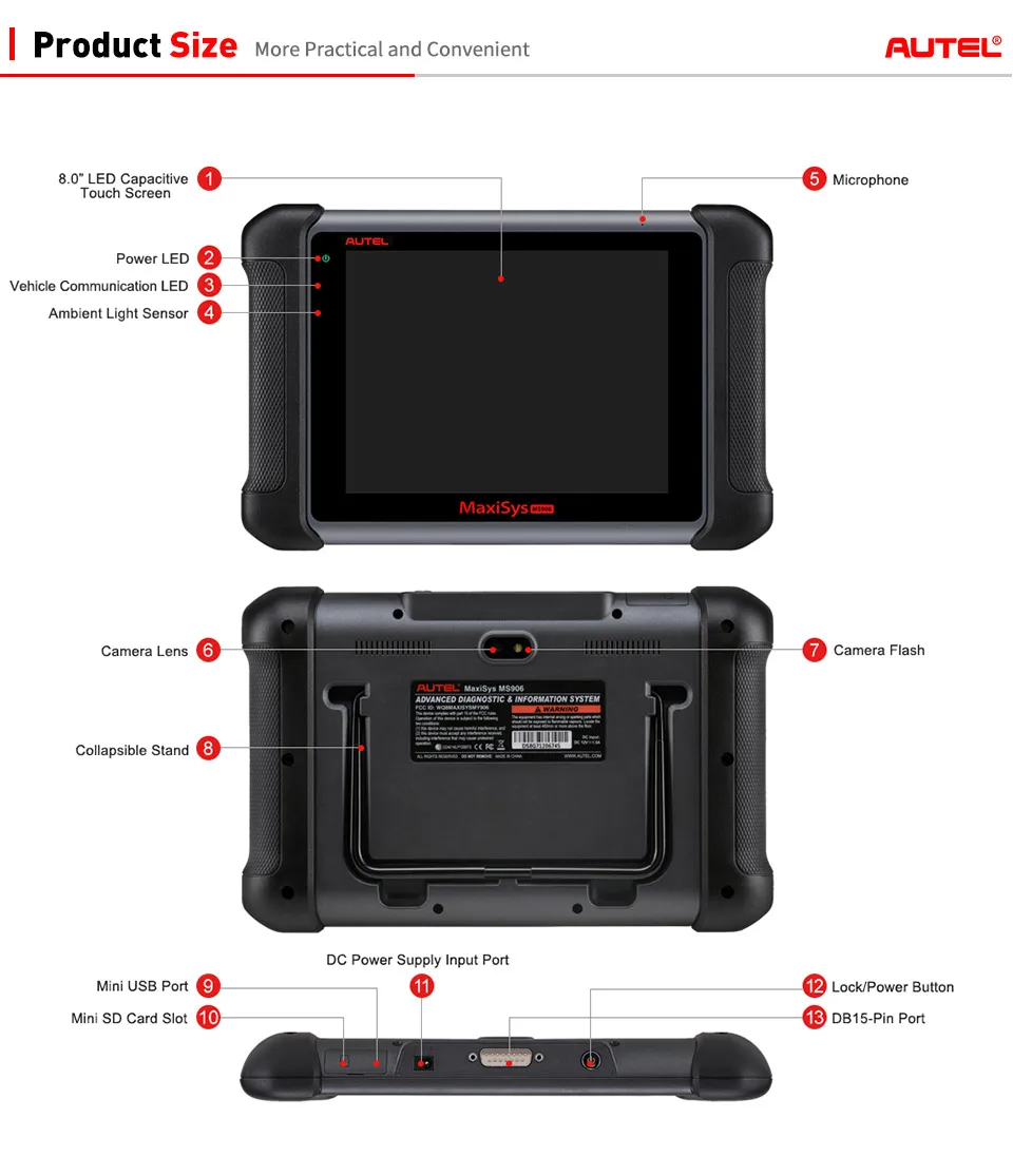 AUTEL MaxiSYS MS906 автоматический диагностический Автомобильный ключ ЭБУ инжектор кодирования OBD2 сканер ABS SRS EPB SAS DPF DS708 DS808 OE-level
