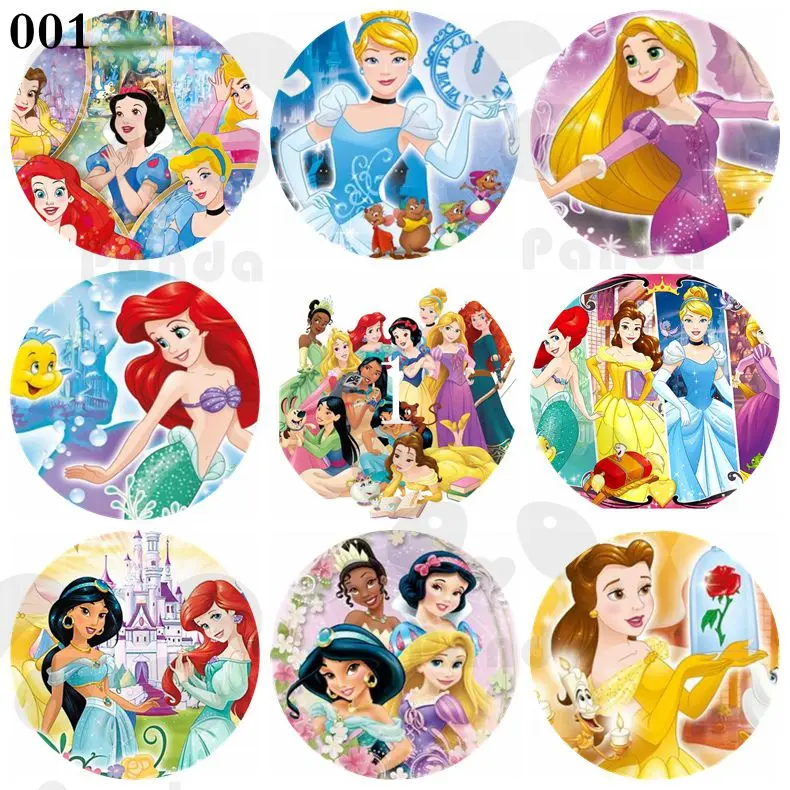 

Disney Cartoon Disney Princess Kids birthday Party Round sticker Wraps Label Packaging
