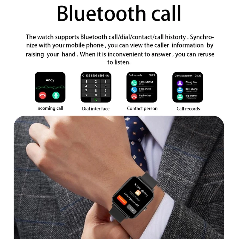 LIGE New Bluetooth Call Smart watch Women Men Full touch Fitness tracker Blood pressure Smart Clock Ladies Smartwatch For Xiaomi 3