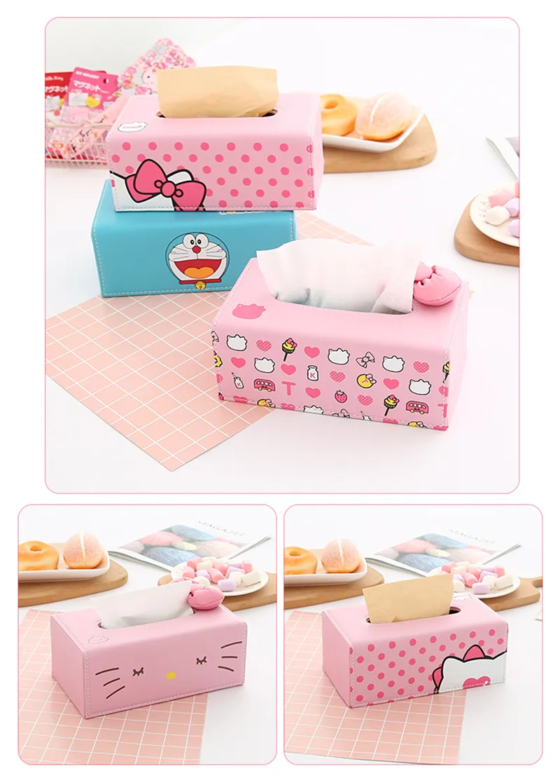 Hello kitty коробка для салфеток для гостиной, спальни, простая креативная Милая мультяшная коробка-держатель для салфеток для автомобиля, столовой, бумажное полотенце