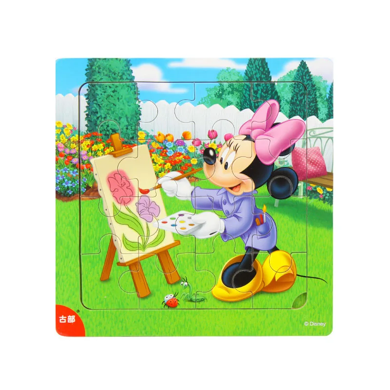 Disney 9 шт/16 шт Белоснежка/София/Микки Минни/замороженная Романтика деревянная коробка головоломка 2-3-4-5 лет детская головоломка - Цвет: Color13-16pcs