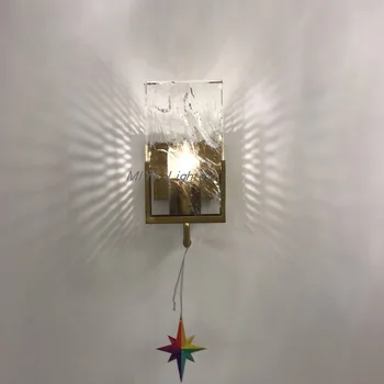 

modern led glass marble wall lamp bedroom K9 crystal wall lamp Nordic wall lamp