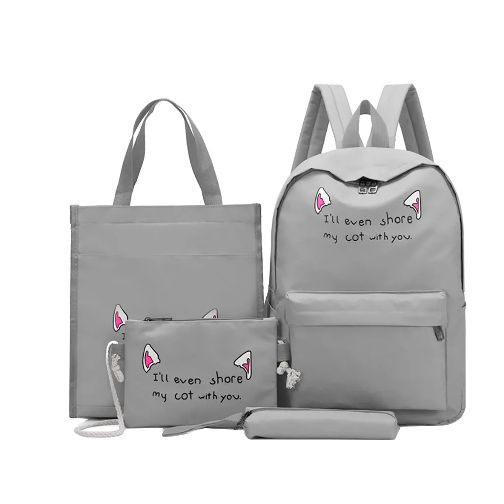 

OCARDIAN 2019 New 4 set Grils Letter School Women Backpacks Fashion Casual Pendant Schoolbag Backpack Fashion Mochilas Mujer A2