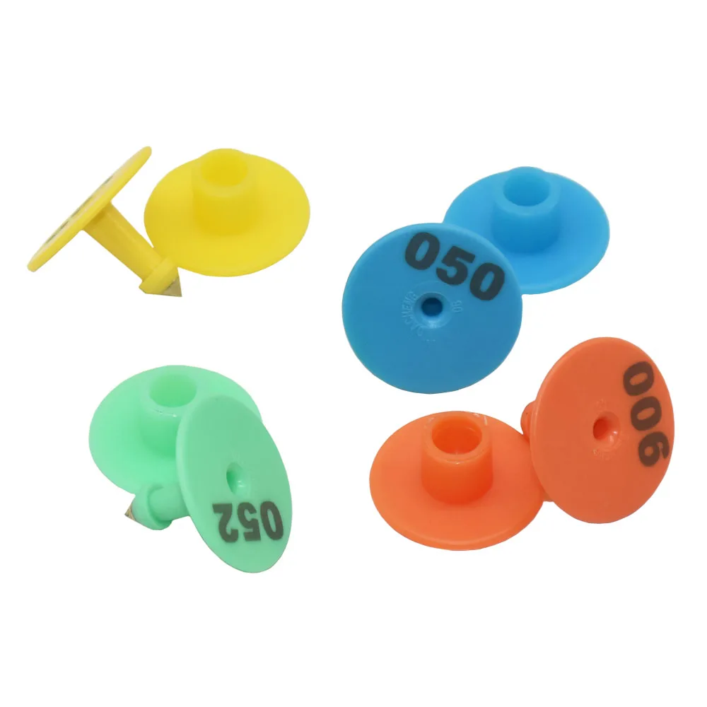 Etiqueta de oreja de cerdo y oveja redonda, marca veterinaria, cerdas, etiqueta de oreja, 001-100, 100 unidades