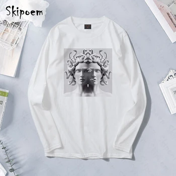 

Vintage Sculpture Sexy Medusa T Shirt Women Harajuku Vintage Punk Kawaii Tumblr Long Sleeve Plus Size Cotton Streetwear Clothes