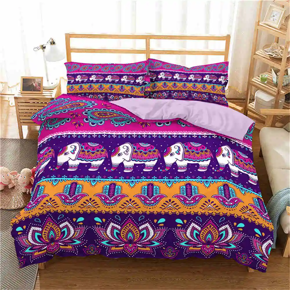 CD144-2 Homesky Boho винтажный комплект постельного белья с рисунком слона, индийский пододеяльник, одеяло King queen, Комплект постельного белья из микрофибры, постельное белье - Цвет: CD144-2