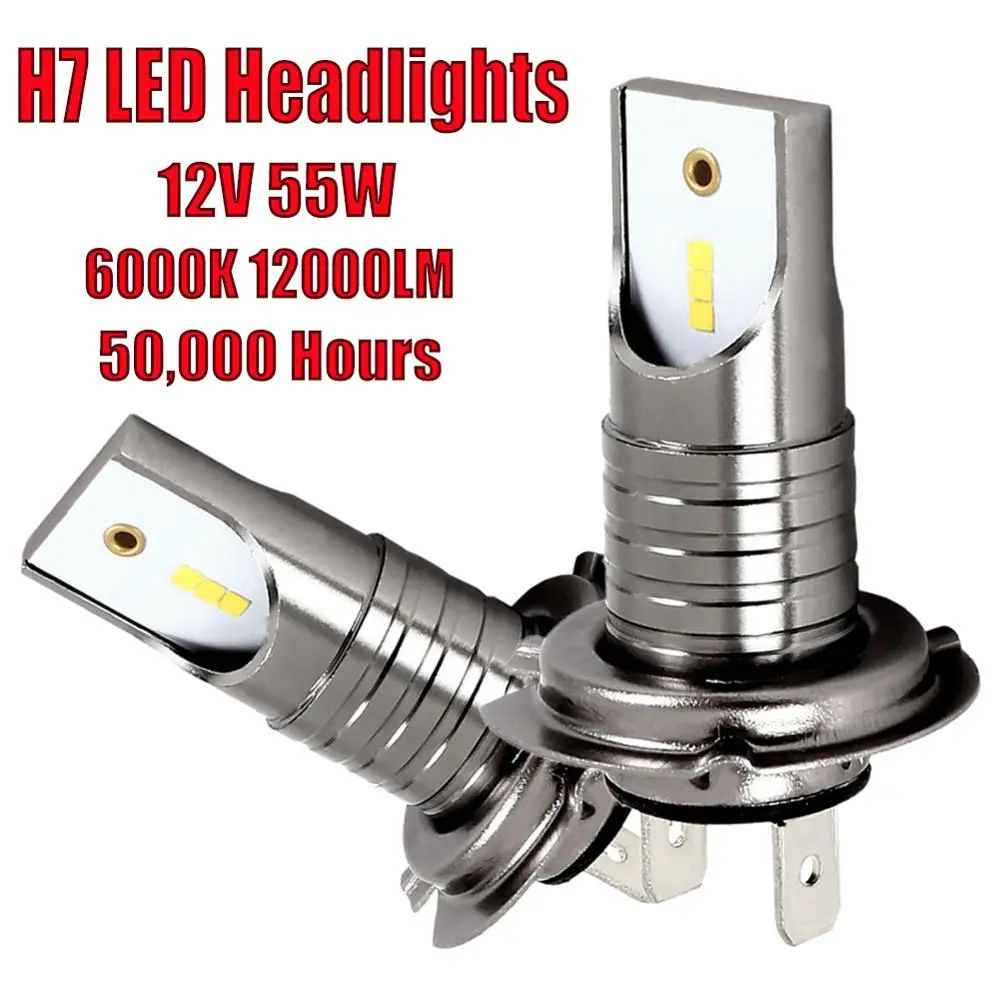 

SALE 2PCS IP68 Waterproof LED H7 Car Headlights Bulb 12V 55W 6000K 12000LM Car Lights High Power For Led Auto Headlamp Kit CSV