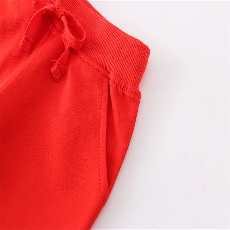Jumping Meters New Arrival Red Children's Sweatpants Drawstring Autumn Spring Boys Girls Trousers Pants Baby Clothes 3