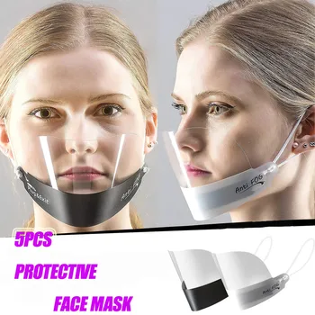 

5pcs Adults Transparent Mask With Clear Mouth Expression Lip Reading Mask Smile Communicator Face Mask Mascarilla Reutilizabl