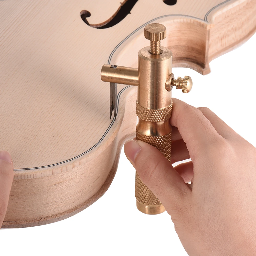 

Muslady Adjustable Violin Purfling Groover Cutter Copper Material Violin Making Luthier Tool with Blades