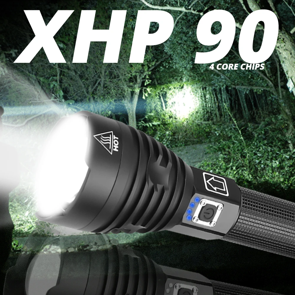 Waterproof YXQUA High Lumens Flashlight XHP90 Tactical Flashlight for Outdoor Camping Emergency 26650 Batteries Super Bright 3000 Lumens Powerful USB Rechargeable Flashlight with 5 Modes Waterproof YXQUA High Lumens Flashlight XHP90 Tactical Flashlight for Outdoor Camping Emergency 26650 Batteries Super Bright 3000 Lumens Powerful USB Rechargeable Flashlight with 5 Modes